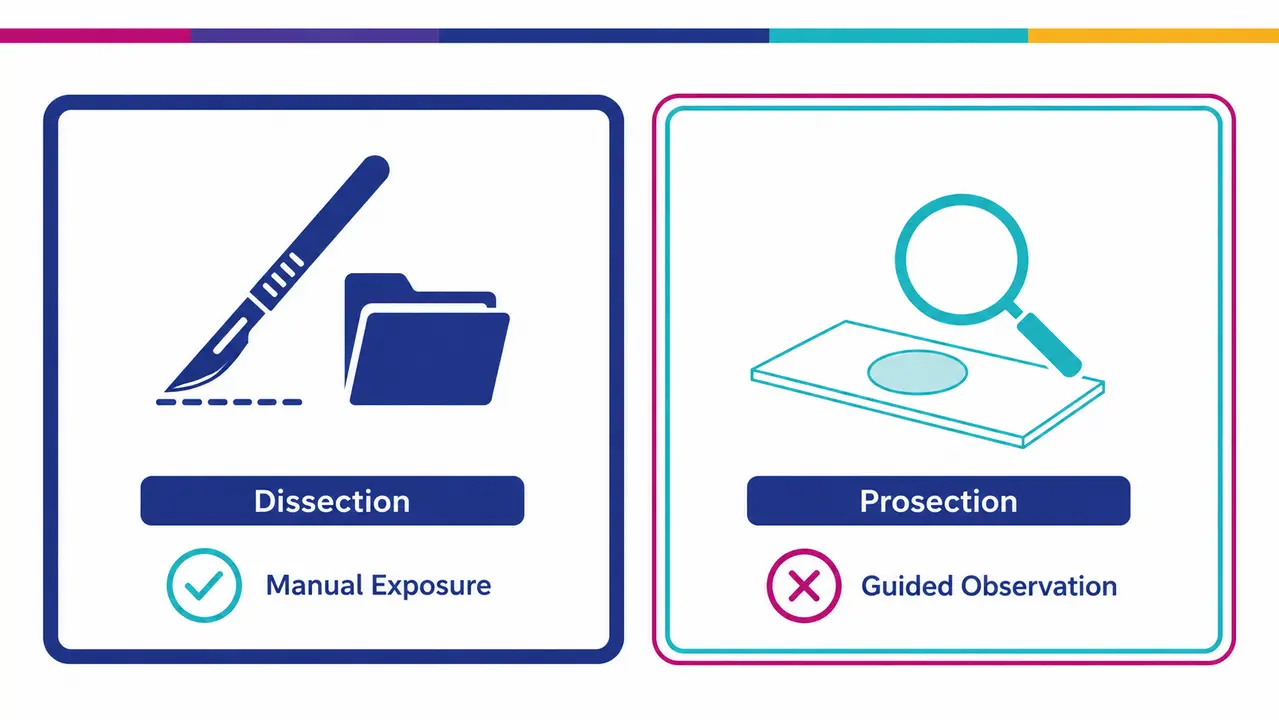 How dissection differs from prosection teaching